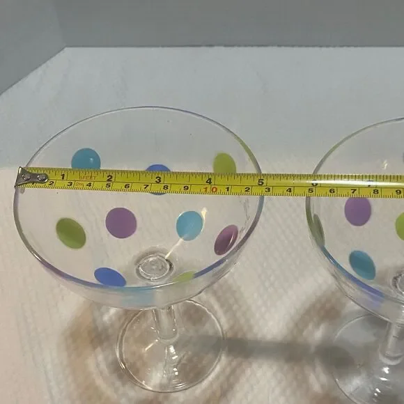 Colorful Polka Dot Margarita Glasses set of 2 - Picture 8 of 8